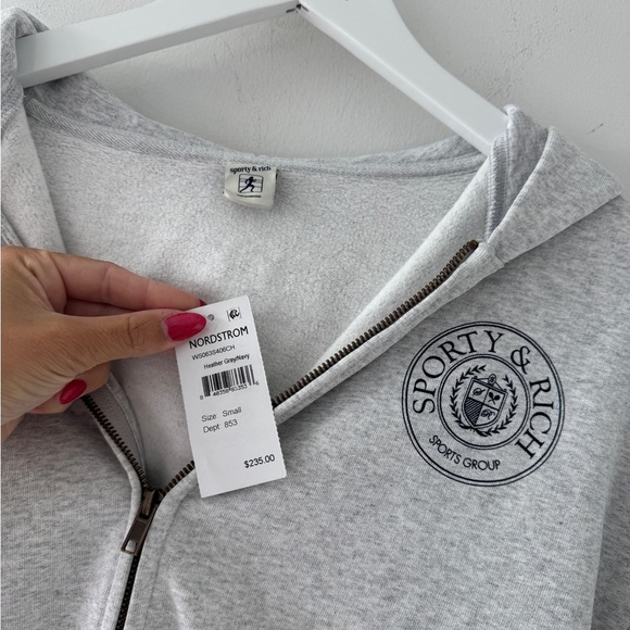 SPORTY & RICH NWT Gray Zip Up Hoodie S - Picture 5 of 6